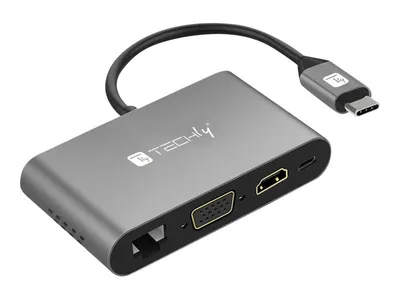 Immagine prodotto di Techly IADAP-USB31-DOCK3 Techly USB-C to HDMI/VGA/USB3/RJ45 Multiport Adapter