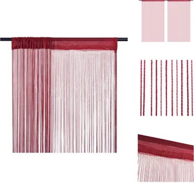 Produktbild von vidaXL Fadenvorhänge 2 Stk. 100 x 250 cm Burgunderrot - Vorhänge & Gardinen