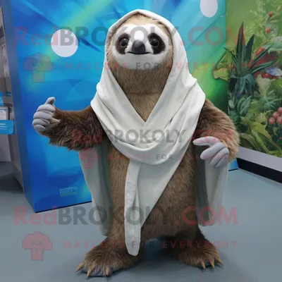 Productafbeelding van Sloth mascotte REDBROKOLY kostuum karakter gekleed met een capribroek en sjaalspelden