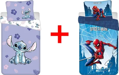 Produktbild von Lilo und Stitch, Spider-Man, Alien, Spinne, Bettwäsche, Bettdecke 140 x 200 + Kopfkissen 70 x 90 cm 100% Baumwolle, 2er Geschenk-Set
