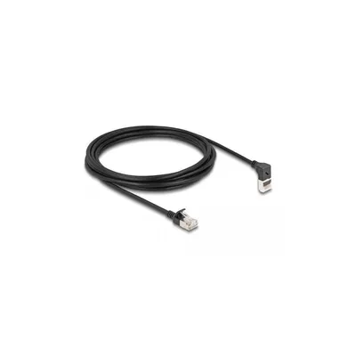 Produktbild von Delock - Netzwerkkabel - RJ-45 (M) nach oben angewinkelt zu RJ-45 (M) gerade - 3 m - 4.5 mm - S/FTP - CAT 6a - geschirmt, halogenfrei - Schwarz (Packung mit 100)