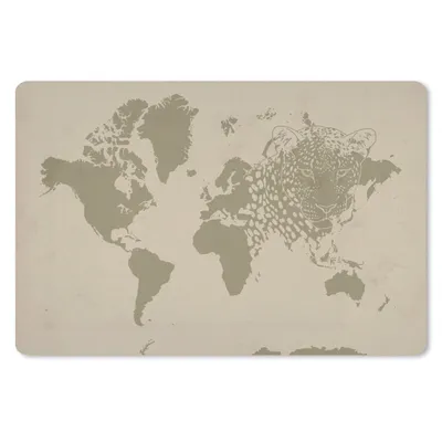 Produktbild von MuchoWow® Schreibtischunterlage Weltkarte - Braun - Panther 60x40 cm - XXL Mauspad - Großes Mauspad