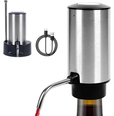Produktbild von Elektrischer Weinausgießer, wiederaufladbar, Weinbelüfter mit Akku, 75 ml Dosierung, Standfuß, automatische Abschaltung, für Standard-Weinflaschen