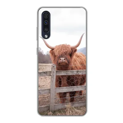 Produktbild von MuchoWow® Handyhülle Schutzhülle Hülle für Samsung Galaxy A30s Scottish Highlander - Gras - Zaun Silikon Softcase Handy Hülle - Karteninhaber