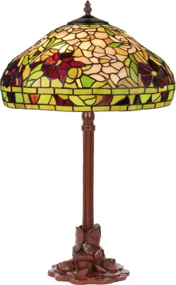 Produktbild von Casa Padrino Luxus Tiffany Tischleuchte Mehrfarbig Ø 40 x H. 61 cm - Tiffany Schreibtischleuchte - Runde Wohnzimmer Deko Leuchte - Scheibtisch Deko Leuchte - Luxus Tiffany Leuchten