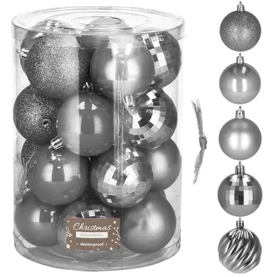 Produktbild von Weihnachtskugeln Christbaumkugel Weihnachten 20 Stück bis 4 cm - Grau
