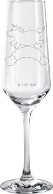 Produktbild von Mr. & Mrs. Panda Champagnerglas Einhorn Regenbogen - Transparent - Geschenk, Erwachsenwerden, Sektflöte, Glas, Sektglas graviert, Sektkelch, Unicorn, Trinkglas, Glitzer
