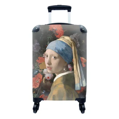 Produktbild von MuchoWow® Koffer Handgepäck Trolley Rollkoffer Kleine Reisekoffer mit 4 Rollen - Das Mädchen mit dem Perlenohrring - Vermeer - Blumen - Cabin Size < 55x40x23 cm & 55x40x20 cm - Fotokoffer - Kabinenkoffer - Boardgepäck - Reise-Box - Reisekoffer - Reisegepäck - Koffer mit Bild - Trolley für Kinder