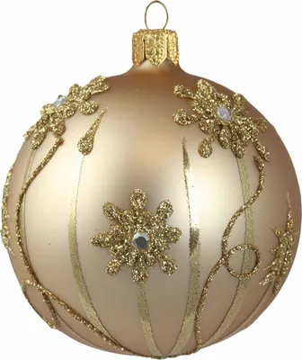 Produktbild von Goldene Weihnachtskugel mit Blumendekor