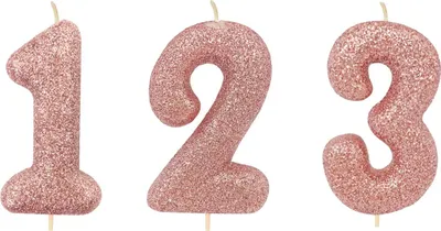 Produktbild von Kerze Zahl Roségold Glitzer auf Stecker 7 cm -