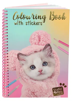 Imagen del producto de Libro para colorear "Studio Pets" en formato A5, con pegatinas: ¡diversión creativa con gatos!