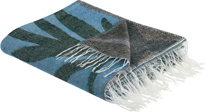 Produktbild von BELIANI Decke Blau 130 x 170 cm Tiermotiv mit Fransen für Wohnzimmer Schlafzimmer Kinderzimmer Sofa Sessel