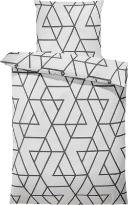Produktbild von 4 teilig Bettwäsche 155x220 cm Geometrisch Grafisch Line weiß schwarz Mikrofaser