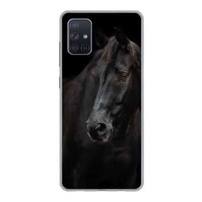 Produktbild von MuchoWow® Handyhülle Schutzhülle Hülle für Samsung Galaxy A71 Pferd - Leicht - Schwarz Silikon Softcase Handy Hülle - Kartenbesitzer