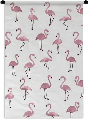Produktbild von MuchoWow® Wandteppich Wandbehang Flamingo - Rosa - Muster 60x90 cm Tapisserie Dekoration Wandtuch - Foto-Teppich - Abwaschbar