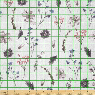 Produktbild von ABAKUHAUS Aquarell Microfaser Stoff als Meterware , Weinlese-Blumengesteck Retro inspirierte Sommer-Frühlings-Saison-Laub-Muster, 1 M (230 x 100 cm), Mehrfarbig