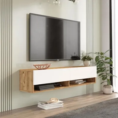 Zdjęcie produktu dla Wiszący stolik pod telewizor Houseland Felicia Atlantic sosna/biały