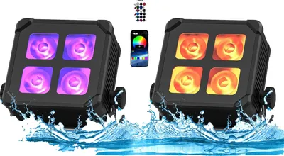 Image de Lumière de scène, RGBWA+UV, rechargeable, 2pcs, prise EU