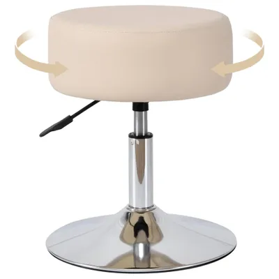 Produktbild von Duhome Drehhocker Schminkhocker Sitzhocker mit Polsterung Höhenverstellbar Drehbar aus Kunstleder, Creme