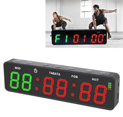 Zdjęcie produktu dla Elastyczny timer do siłowni z wyświetlaczem 12/24-godzinnym - Stoper - Timer odliczający - Zegar cyfrowy - Timer fitness - Do 99 minut 59 sekund - Timer interwałowy