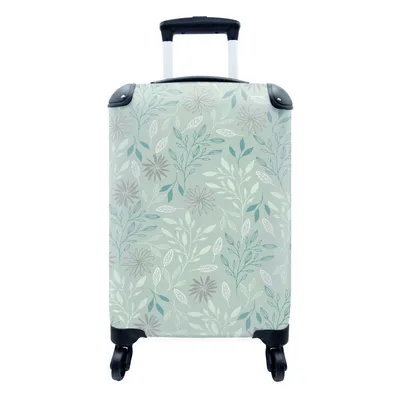 Produktbild von MuchoWow® Koffer Handgepäck Trolley Rollkoffer Kleine Reisekoffer mit 4 Rollen - Blätter - Blumen - Muster - Cabin Size < 55x40x23 cm & 55x40x20 cm - Fotokoffer - Kabinenkoffer - Boardgepäck - Reise-Box - Reisekoffer - Reisegepäck - Koffer mit Bild - Trolley für Kinder