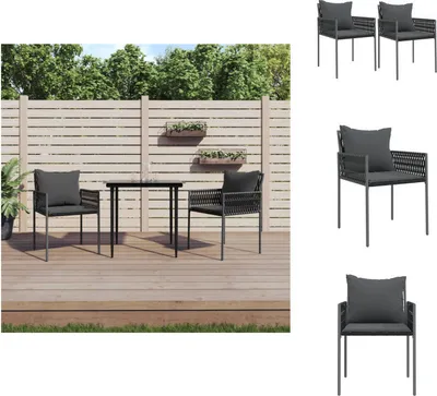 Produktbild von vidaXL Gartenstühle mit Kissen 2 Stk. Schwarz 54x61x83 cm Poly Rattan -  Gartenstühle