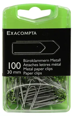 Produktbild von Exacompta 5x Box mit 100 Stück Metall Büroklammern, 30mm - Silber - 14746E