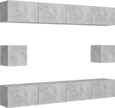Produktbild von vidaXL 6-tlg. TV-Schrank-Set Betongrau Holzwerkstoff