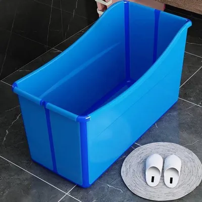 Image de Baignoire pliable - Douche portable - Gain de place - 96 x 59 cm - Bleu
