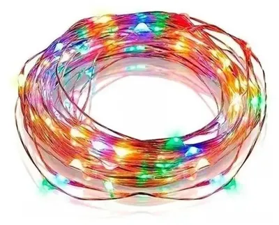 LED-Lichterkette 4 m, RGBY, Kupferdraht, batteriebetrieben