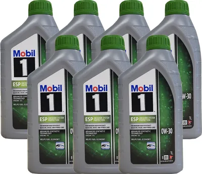 Produktbild von Mobil 1 ESP 0W-30 Motoröl, 7x 1 Liter, für erweiterte Kraftstoffeffizienz
