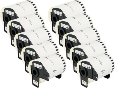 Produktbild von vhbw 10x Rolle mit Halter 102mm x 30,48m (1 Etikette) kompatibel mit Brother PT QL720NW Drucker Weiß