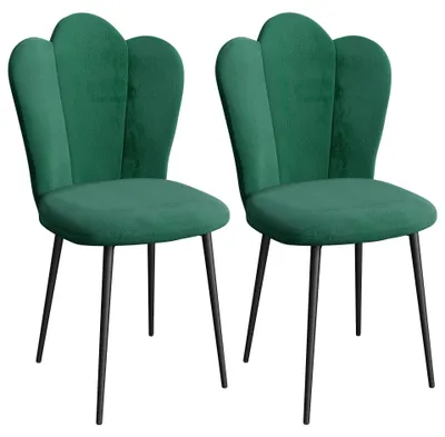 Obrázek produktu pro Sada dvou jídelních židlí - kuchyňská židle, polstrovaná židle - polstrované sedadlo - kovová konstrukce - ergonomická opěrka zad - moderní design - zelená barva