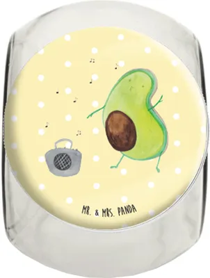 Produktbild von Mr. & Mrs. Panda Kaffeedose Avocado Tanzen XL 2000ml - Gelb Pastell - Geschenk, Vorratsbehälter, aufbewahrungsglas, Musik, Feier, keksdose glas, Singen, Party, Bonboniere