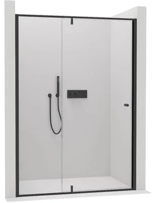 Productafbeelding van CERANO - Douchedeur met draaimechanisme, Santini L/P - 6 mm - mat zwart, transparant glas - 110x195 cm
