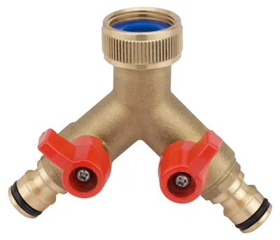 Image de Jonction Y Boutté avec robinet 20 x 27 - raccord laiton 2 voies