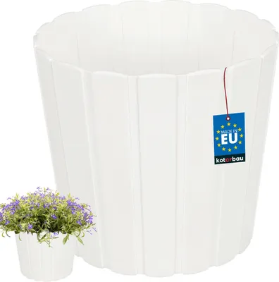 Image de KOTARBAU® Pot de fleurs Pot de plantes ⌀ 20 cm H : 18 cm Blanc Pot de plantes en plastique pour plantes d'intérieur Pots de fleurs Grand extérieur Cache-pot Balcon Décoratif