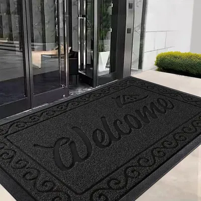 Image de Paillasson d'extérieur, 120 x 81 cm, noir, antidérapant, résistant aux intempéries, lavable, tapis de protection pour l'entrée