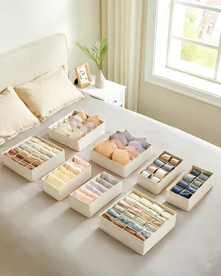 Produktbild von SONGMICS Unterwäsche-Organizer, Aufbewahrungsbox, 8er Set, faltbar, Beige