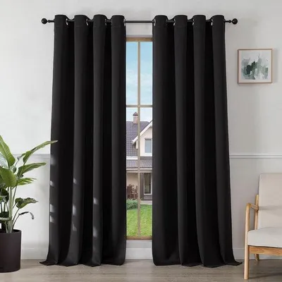 Immagine prodotto di Tende oscuranti con anelli - termoisolanti - 2 pezzi - nero - 260 x 140 cm