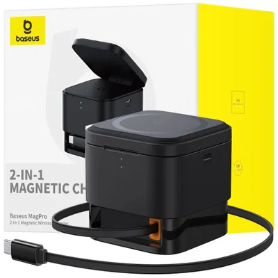 Produktbild von BASEUS 2-in-1 induktives Ladegerät kompatibel mit MagSafe 3A 20W BS-W531 schwarz