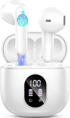 Produktbild von Kabellos Bluetooth 5.3 mit 4 Mic, 50H Kopfhörer ENC Noise Cancelling, Tiefer Bass Earbuds IP7 Wasserdicht LED-Anzeige-2024