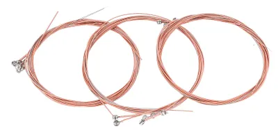 Image de Lot de 3 jeux de cordes universelles en acier pour guitare folk acoustique – Accessoires pour instruments de musique – Lot de 3 jeux de cordes en cuivre rose