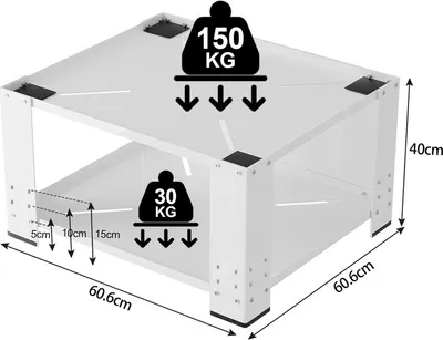Produktbild von Jopassy Doppel Waschmaschinen Untergestell für Trockner/Kühlschrank Unterbausockel Podest 60.6x60.6x40cm