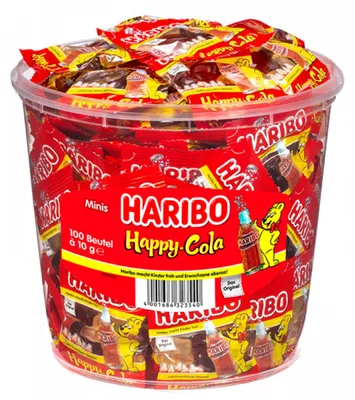 Obrázek produktu pro Haribo Happy-Cola, Želatinové fazolky, 980 g, Kola, Vícebarevný, 1459 kJ, 343 kcal