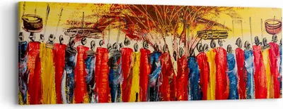 Produktbild von Bild auf Leinwand - Leinwandbild - Afrika Stamm - 90x30cm - Wand Bild - Wanddeko - Wandbilder - Leinwanddruck - Bilder - Kunstdruck - Wanddekoration - Leinwand bilder - Wandkunst - AB90x30-3752