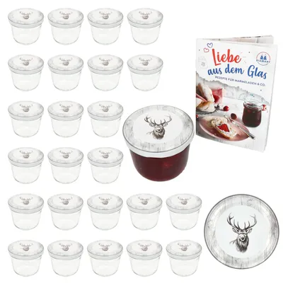 Image de lot de 25 bocaux de 230 ml + couvercle Twist-Off TO82 Alois Hirsch + carnet