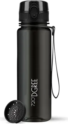 Produktbild von uberBottle crystalClear Trinkflasche mit Sieb 500ml / Onyx Black/ 720DGREE