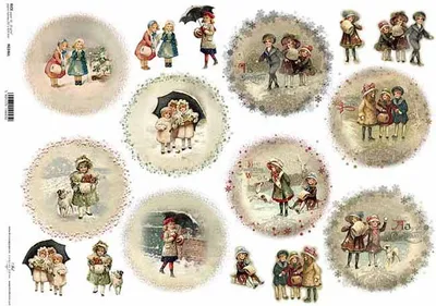 Immagine prodotto di ITD carta di riso decoupage tecnica artigianale tovagliolo di carta-R346L - A3 immagini per bambini Natale