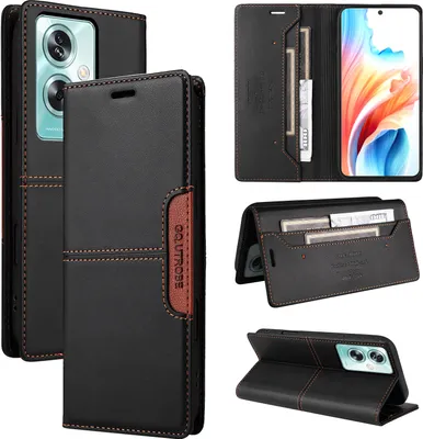 Immagine prodotto di Custodia per Oppo A79 5G, custodia in pelle flip wallet con slot per carte e supporto Nero